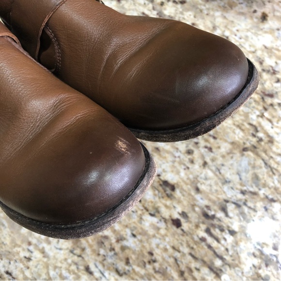 FRYE Cognac Tyler Engineer Brown Leather Ankle Boots 6.5 - Picture 6 of 10